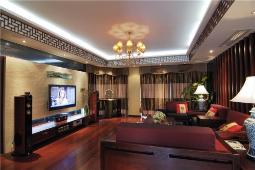 澳華裝飾中式風格裝修效果圖,廣電蘭亭都薈中式風格117平米三居室裝修設計圖片_樣板間_實景圖-搜房網(wǎng)裝修設計網(wǎng)